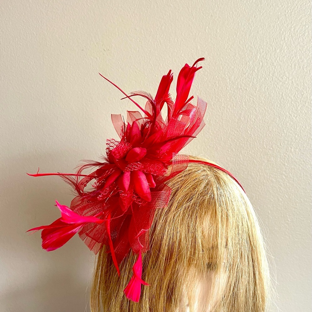 Elegant Red Fascinator Headband